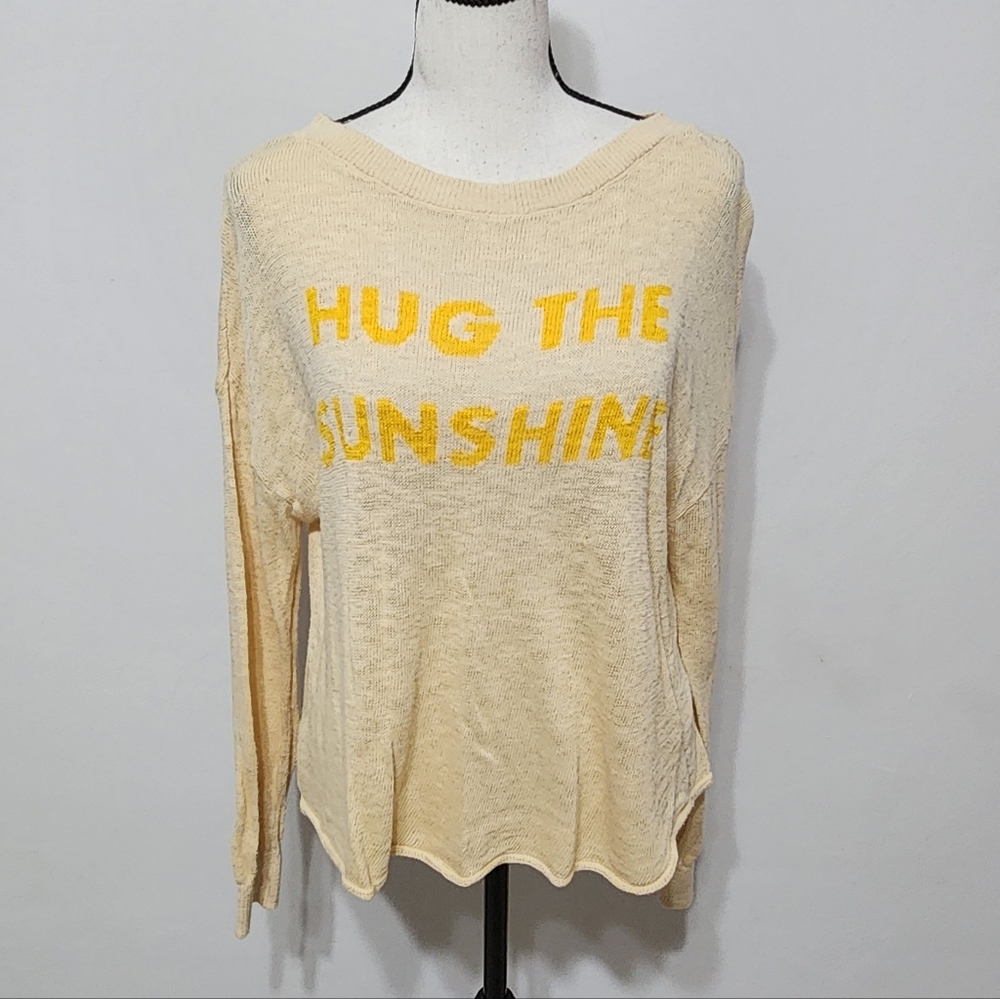 Stitchdrop Womens Sweater Lemon Yellow Hug The Sunshine Lightweight Slub Knit L - Picture 4 of 13